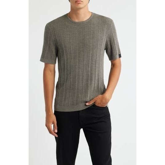 Rag & Bone Shirt Mens Medium Brown Ribbed Knit Cashmere Blend Tee Crawford $378